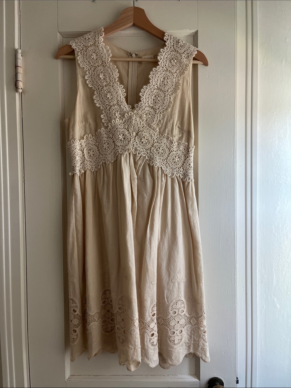 Altar'd State Cream Crochet-Trim Mini Dress